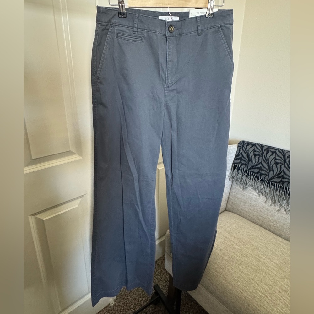 LOFT The Monroe Wide Leg Pants Size 8 Curvy Coastal Gray NWT